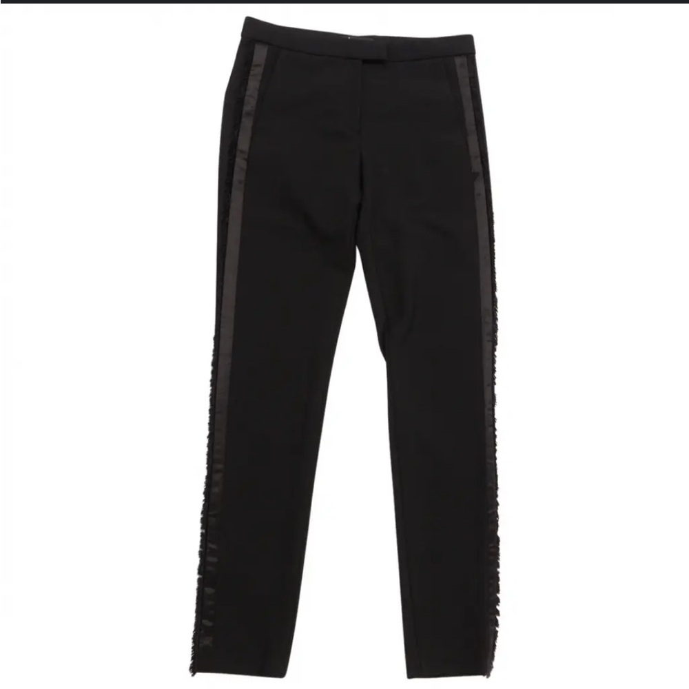 Maje straight pants with satin fringe strip